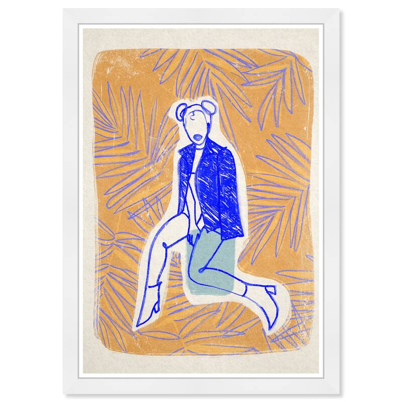 Wynwood Studio 'Palm Jacket' Fashion and Glam Framed Wall Art Print Outfits - Yellow, Blue