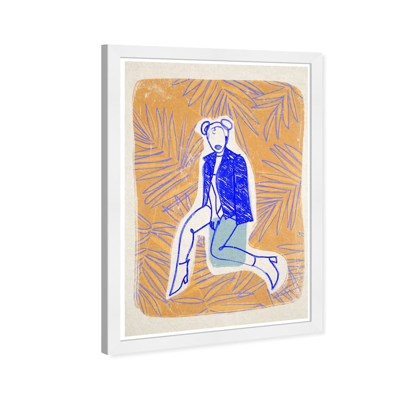 Wynwood Studio 'Palm Jacket' Fashion and Glam Framed Wall Art Print Outfits - Yellow, Blue