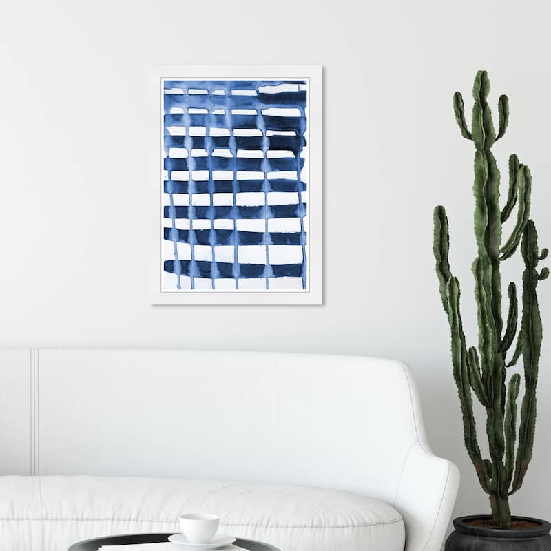 Wynwood Studio 'Rocasola' Abstract Framed Wall Art Print Shapes - Blue, White