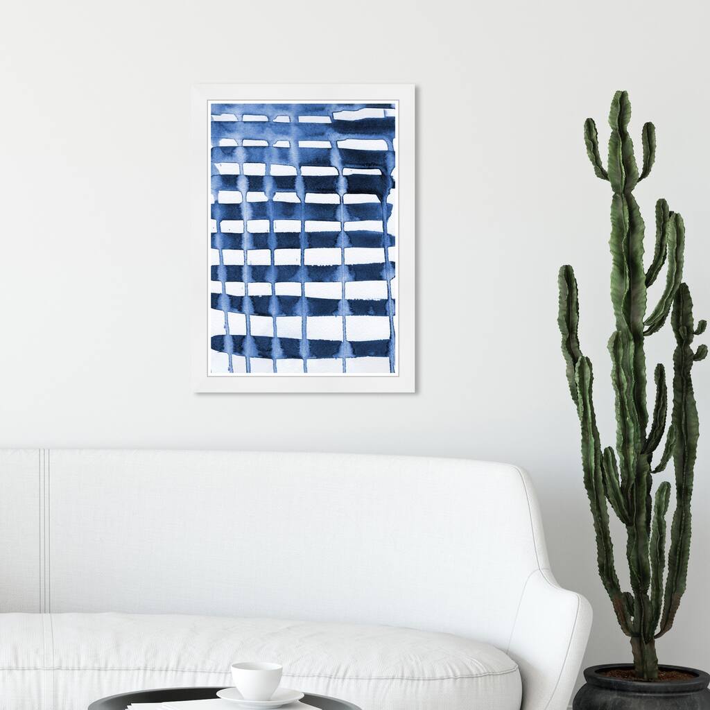 Wynwood Studio 'Rocasola' Abstract Framed Wall Art Print Shapes - Blue, White