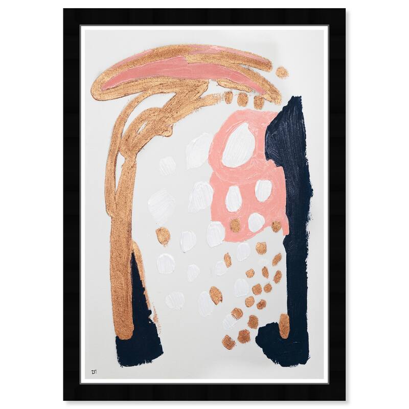 Wynwood Studio 'Peces de Cobre' Abstract Framed Wall Art Print Paint - White, Pink - 13 x 19