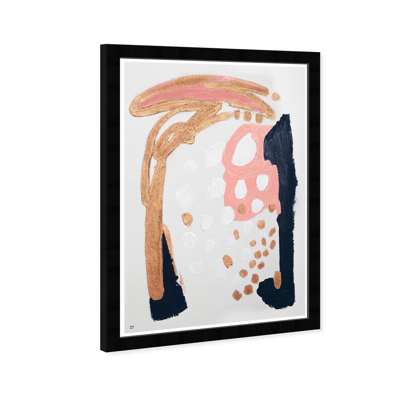 Wynwood Studio 'Peces de Cobre' Abstract Framed Wall Art Print Paint - White, Pink - 13 x 19