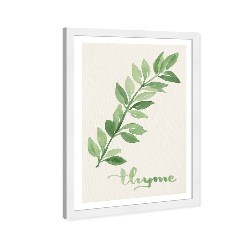 Wynwood Studio 'Thyme Leaves' Food and Cuisine Framed Wall Art Print Seasoning - Green, White