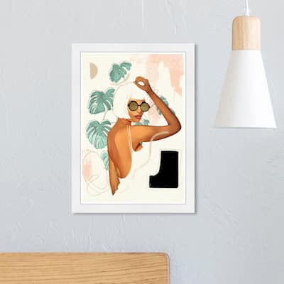 Wynwood Studio 'Glow Glow Glow' Fashion and Glam Framed Wall Art Print Accessories - White, Green