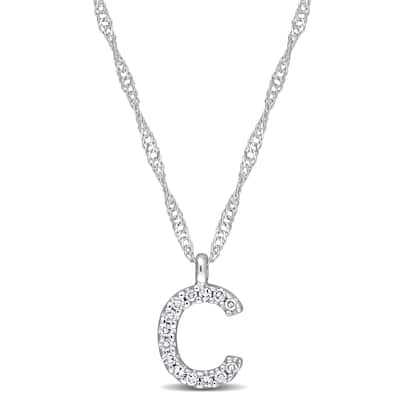 Miadora 14k White Gold Diamond Accent C Initial Necklace
