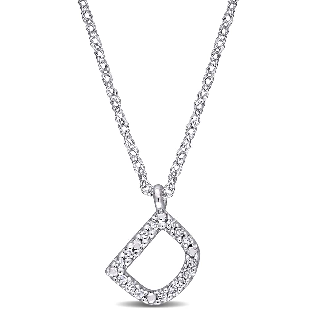 Miadora 14k White Gold Diamond Accent D Initial Necklace