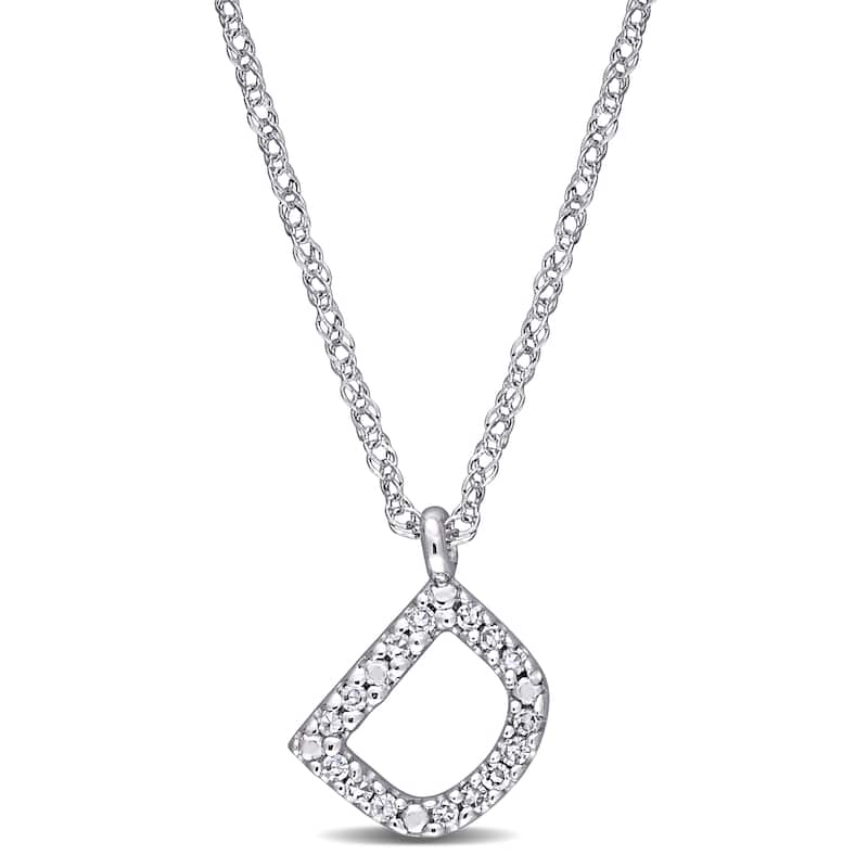 Miadora 14k White Gold Diamond Accent D Initial Necklace