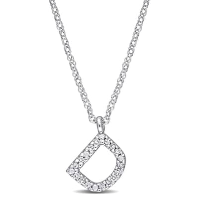 Miadora 14k White Gold Diamond Accent D Initial Necklace