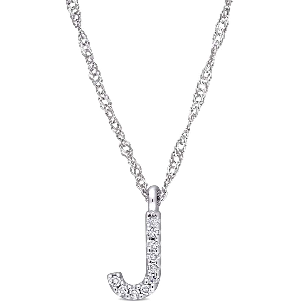 Miadora 14k White Gold Diamond Accent J Initial Necklace