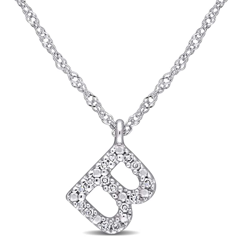 Miadora 14k White Gold Diamond Accent B Initial Necklace