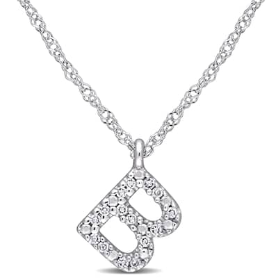 Miadora 14k White Gold Diamond Accent B Initial Necklace