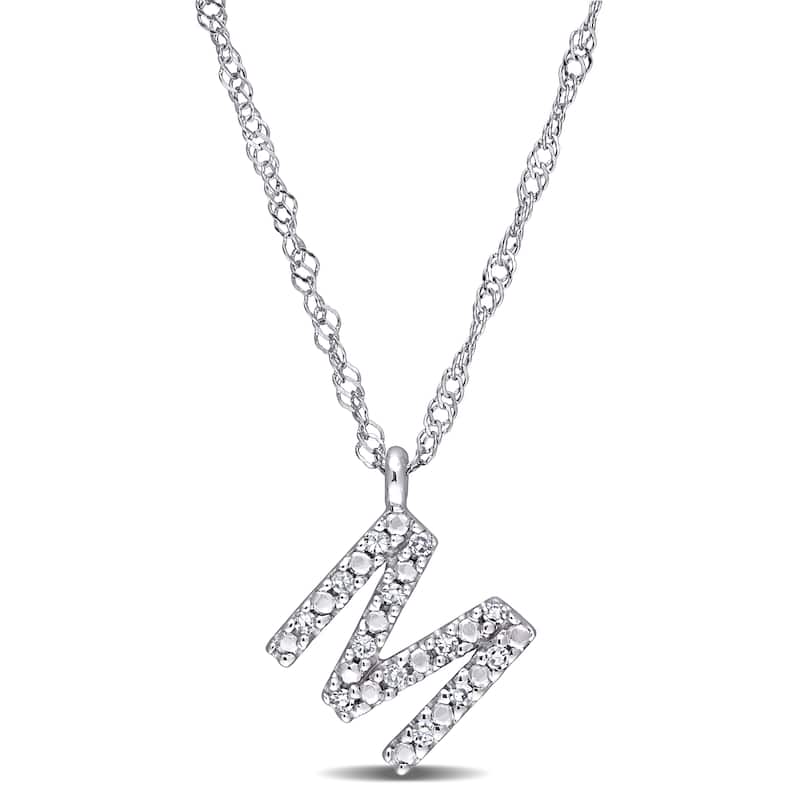 Miadora 14k White Gold Diamond Accent M Initial Necklace