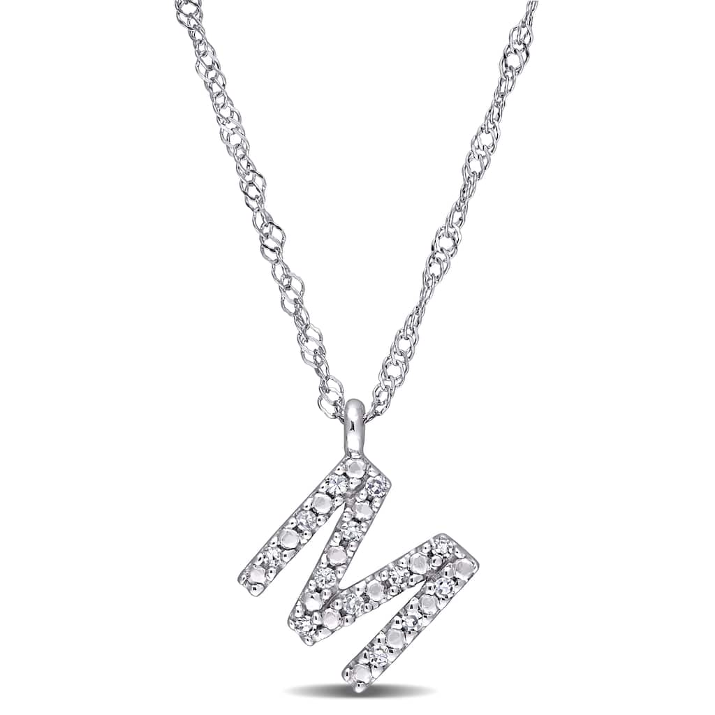 Miadora 14k White Gold Diamond Accent M Initial Necklace