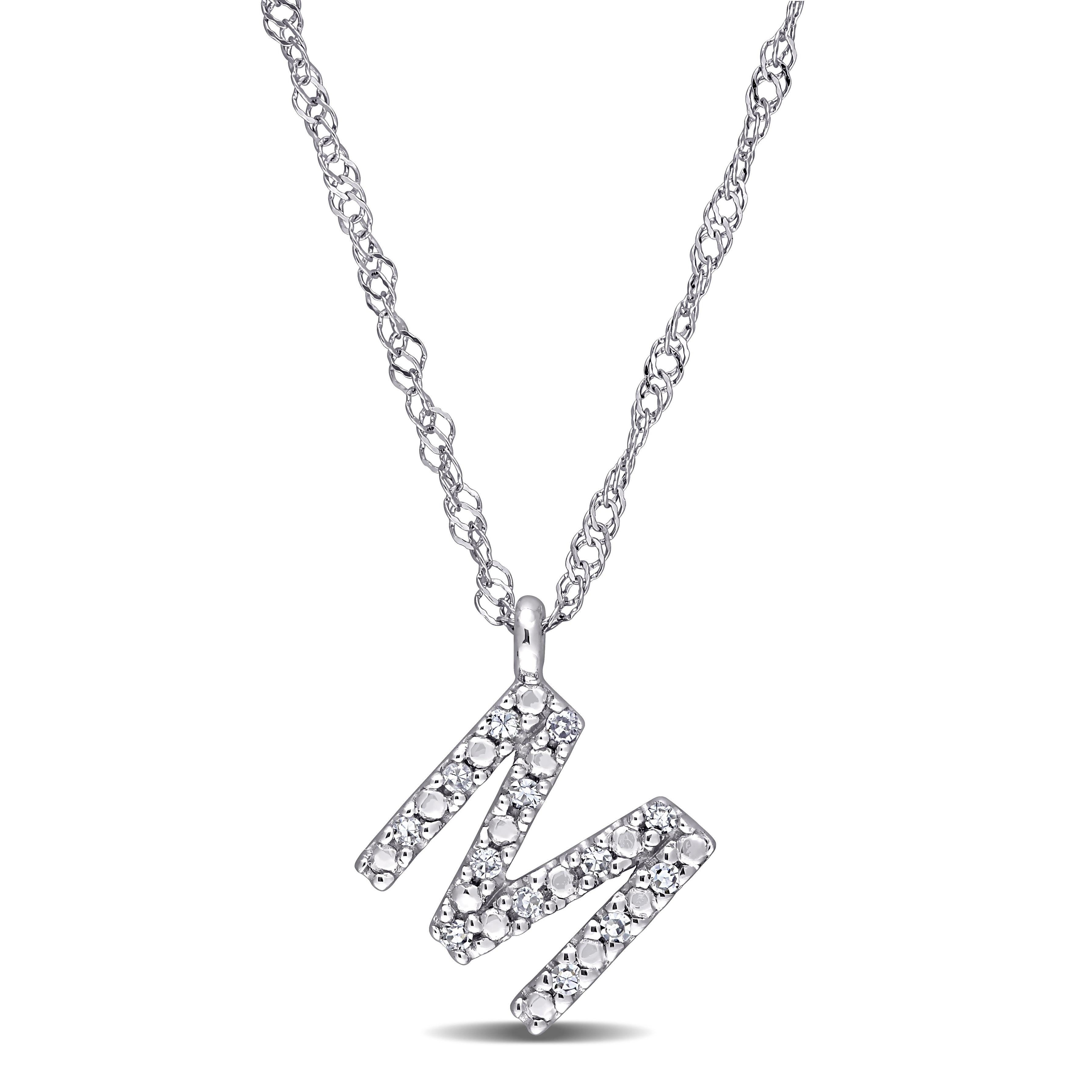 Miadora 14k White Gold Diamond Accent M Initial Necklace