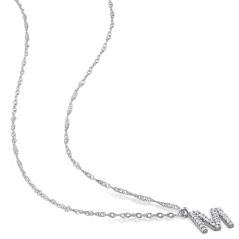 Miadora 14k White Gold Diamond Accent M Initial Necklace