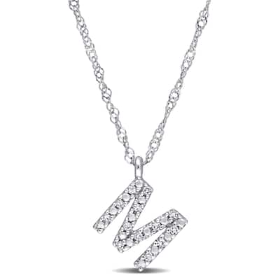 Miadora 14k White Gold Diamond Accent M Initial Necklace