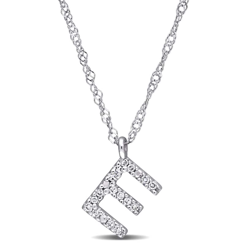 Miadora 14k White Gold Diamond Accent E Initial Necklace