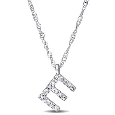 Miadora 14k White Gold Diamond Accent E Initial Necklace