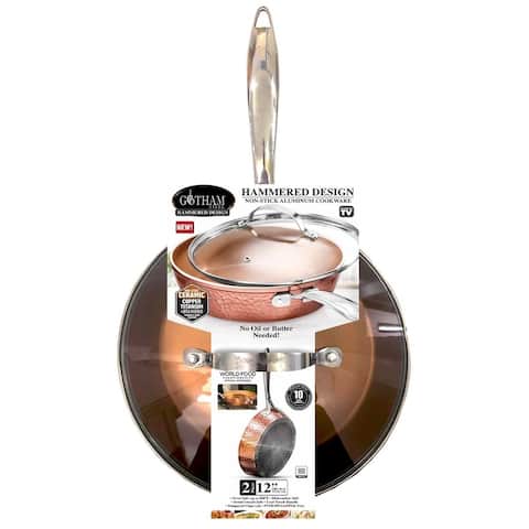 Gotham Steel Non Stick Hammered Copper 12' Fry Pan w Lid