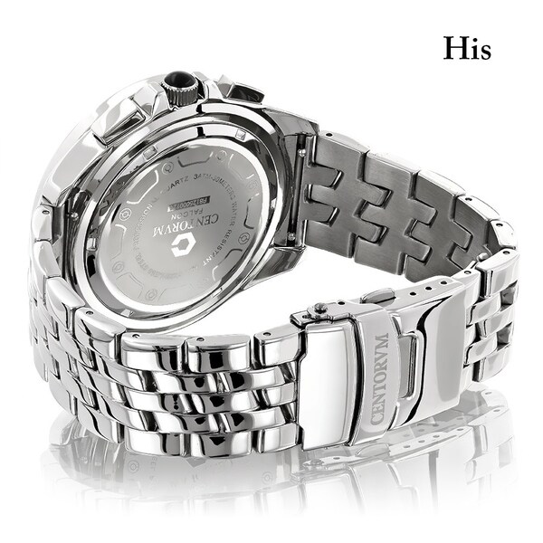 Centorum Matching His and Hers Falcon 1.05ct TDW Diamond Stainless Steel Watch Set