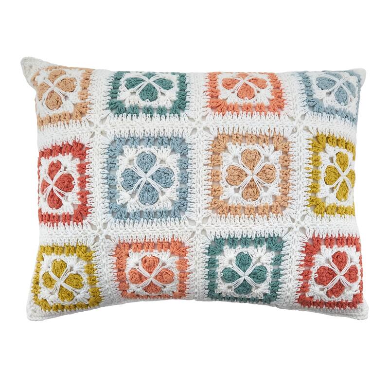 Throw Pillow With Crochet Design