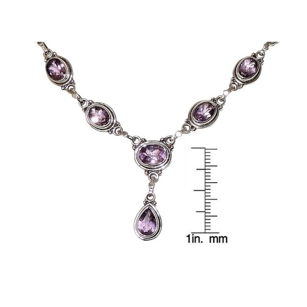 Oval Amethyst with Drop Necklace