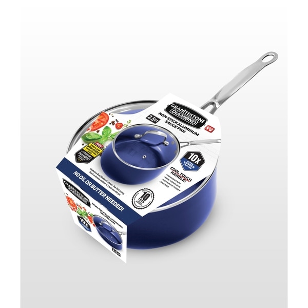 Shop Granitestone Blue Non Stick 2.5 Qt Sauce Pot w Lid, PFOA Free - Overstock - 30812425