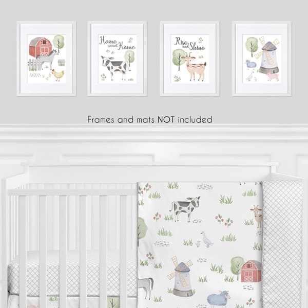 Shop Farm Animal Wall Decor Art Prints Set Of 4 Red Blue Pink