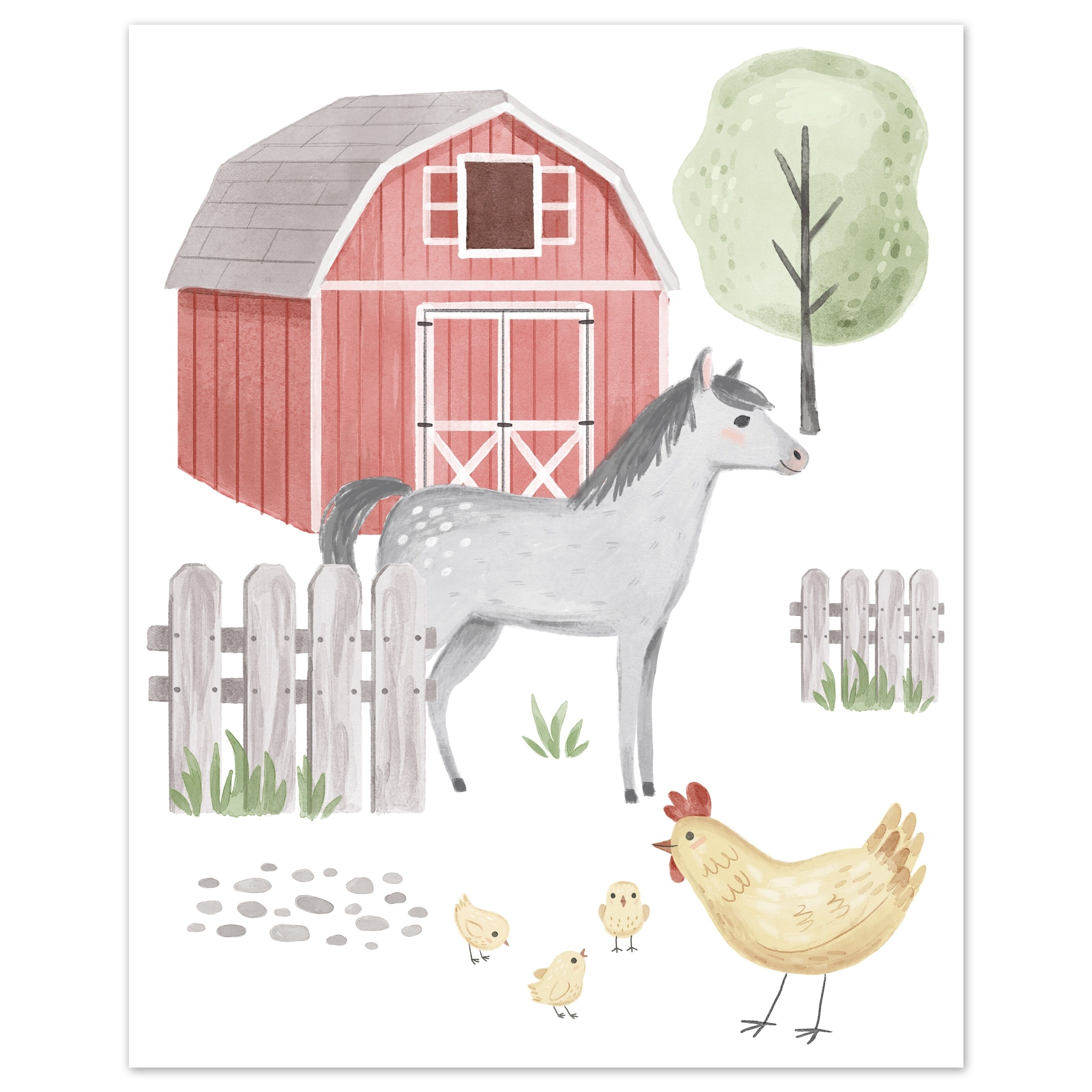 Shop Farm Animal Wall Decor Art Prints Set Of 4 Red Blue Pink