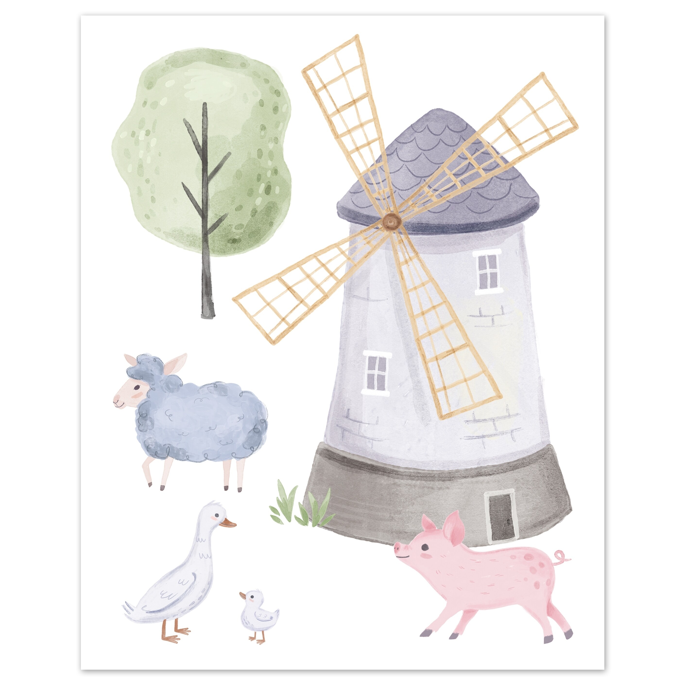 Shop Farm Animal Wall Decor Art Prints Set Of 4 Red Blue Pink