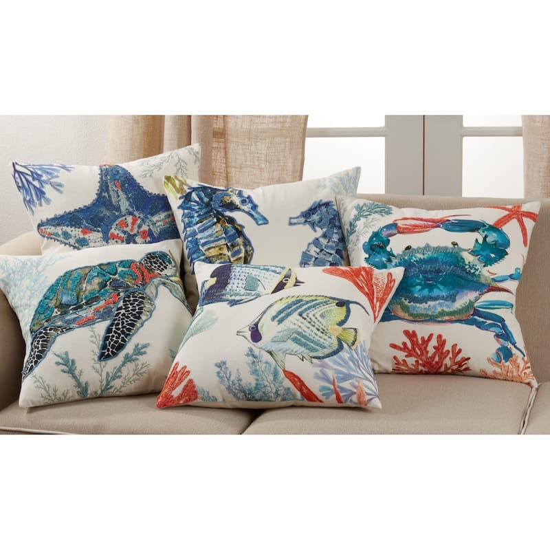 Throw Pillow With Sea Turtle Design