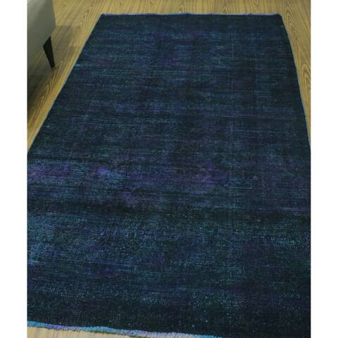 Noori Rug Vintage Distressed Overdyed Esra Purple/Blue Rug - 4'2" x 6'10"