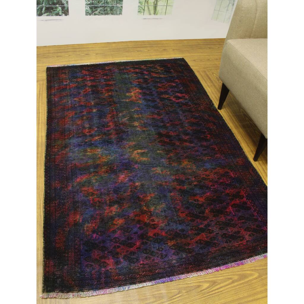 Noori Rug Vintage Distressed Overdyed Melina Purple/Green Rug - 4'0" x 6'0"