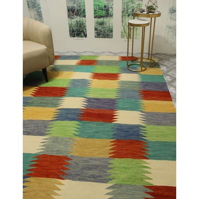 Hand-Woven Winchester Kilim Shakur Purple/Ivory Rug - 6'9" x 9'10"