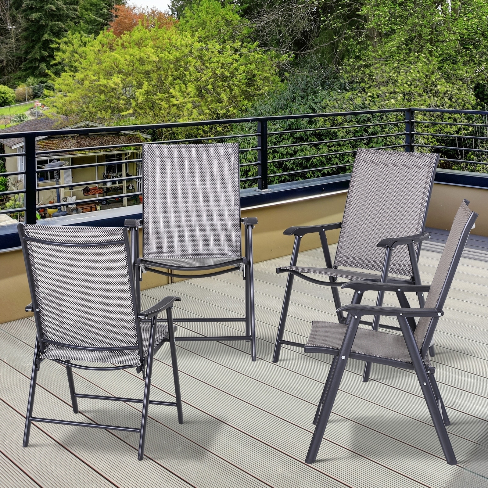 Shop Outsunny 4 Piece Folding Patio Chair Set With A Simple Chic Design Comfortable For The Deck Garden Yard Travel Overstock 30815715