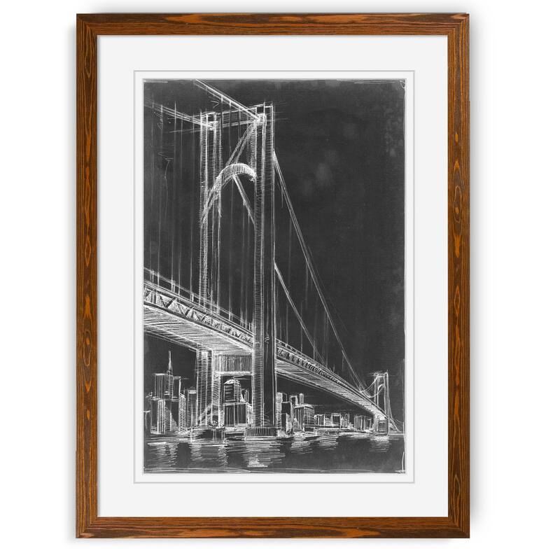 Suspension Bridge Blueprint I-Framed - Maple - 16X22
