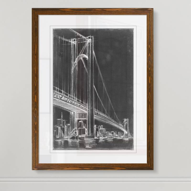 Suspension Bridge Blueprint I-Framed - Maple - 16X22