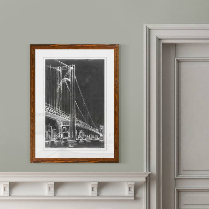 Suspension Bridge Blueprint I-Framed - Maple - 16X22