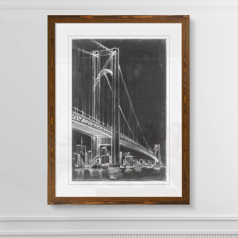 Suspension Bridge Blueprint I-Framed - Maple - 16X22