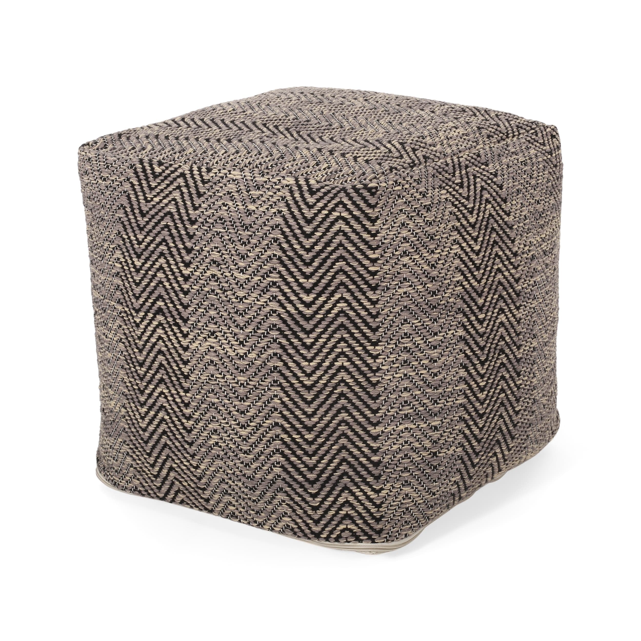 Bowmont Hand-Crafted Cotton Cube Pouf by Christopher Knight Home