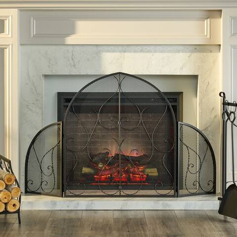 Haddon Modern Iron Fireplace Screen by Christopher Knight Home - 54.75" H x 32.75" W x 1.25" D