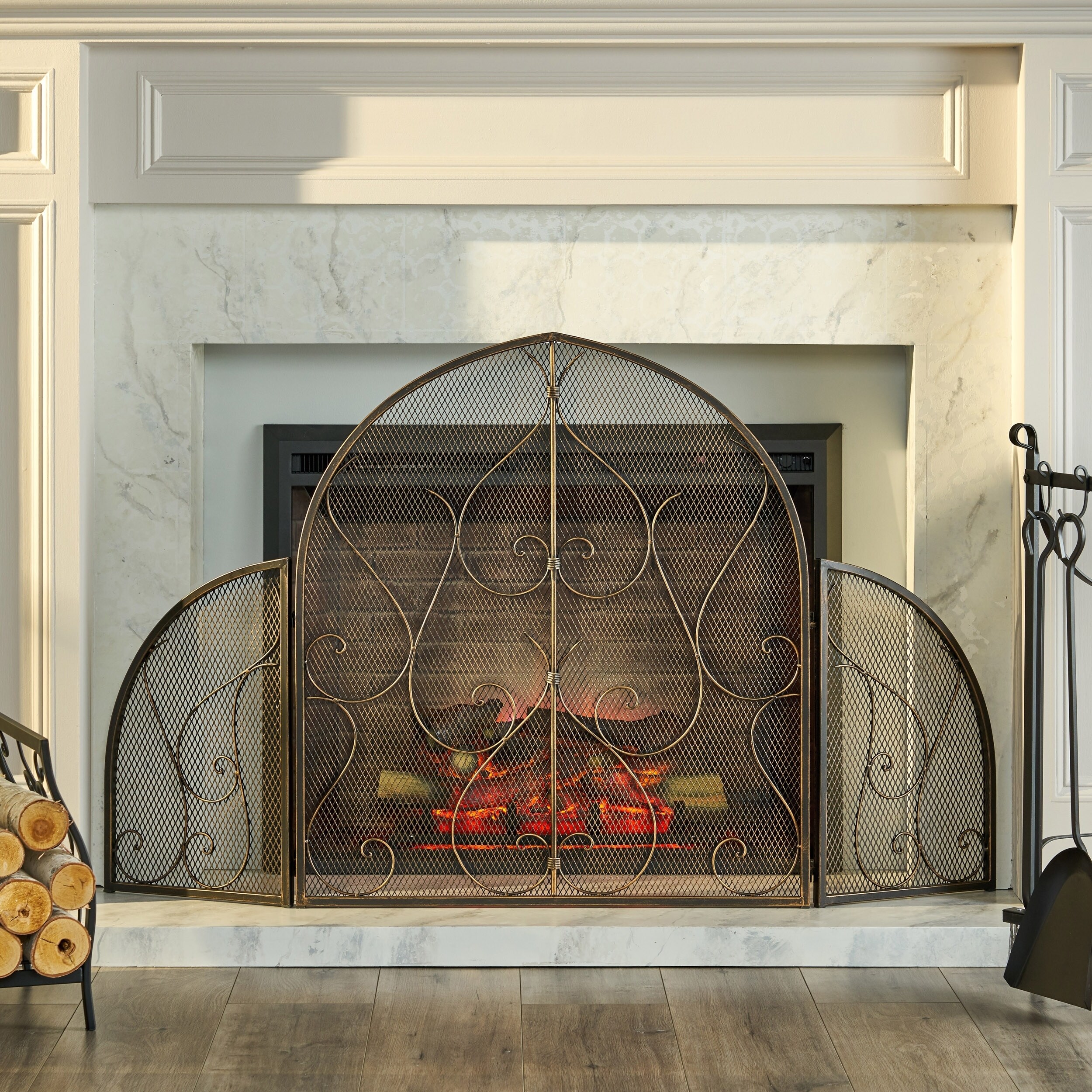 Haddon Modern Iron Fireplace Screen by Christopher Knight Home 54.75