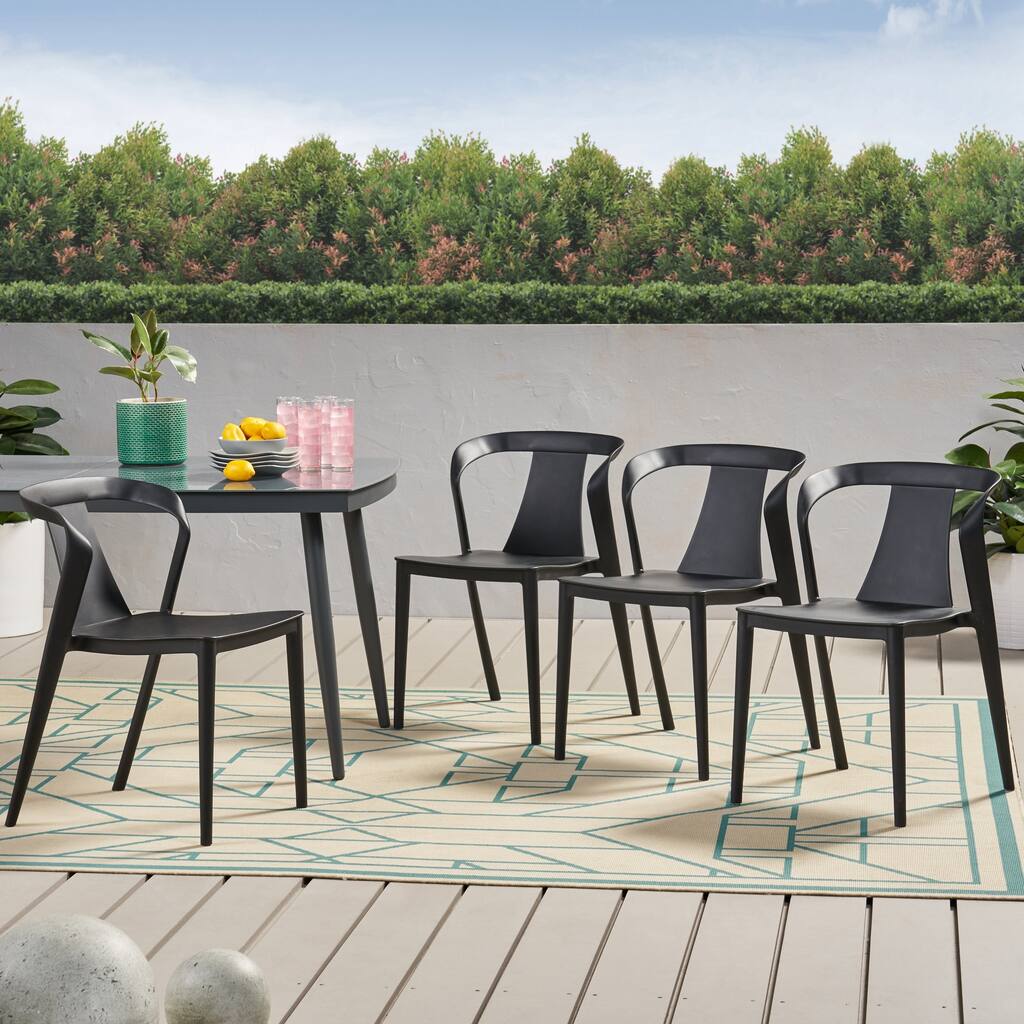 Orchid Outdoor Stacking Dining Chair (Set of 4) by Christopher Knight Home - 21.50" W x 19.50" D x 30.50" H