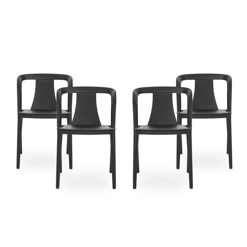 Orchid Outdoor Stacking Dining Chair (Set of 4) by Christopher Knight Home - 21.50" W x 19.50" D x 30.50" H - Black
