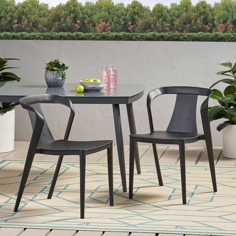 Orchid Outdoor Stacking Dining Chair (Set of 2) by Christopher Knight Home - 21.50" W x 19.50" D x 30.50" H