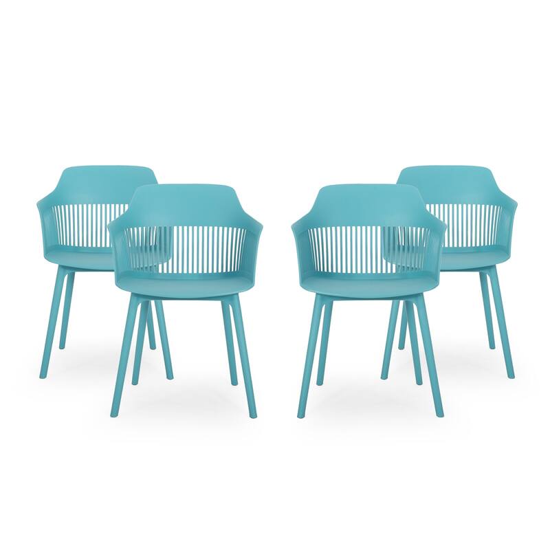 Dahlia Outdoor Modern Dining Chair (Set of 4) by Christopher Knight Home - 22.50" W x 21.50" D x 33.00" H - Teal
