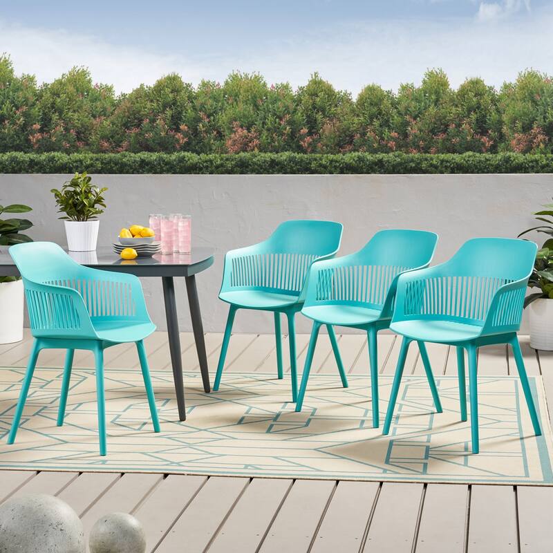 Dahlia Outdoor Modern Dining Chair (Set of 4) by Christopher Knight Home - 22.50" W x 21.50" D x 33.00" H