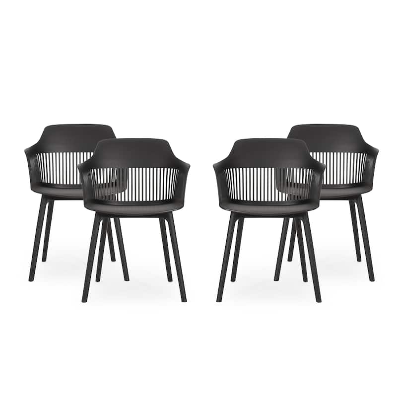 Dahlia Outdoor Modern Dining Chair (Set of 4) by Christopher Knight Home - 22.50" W x 21.50" D x 33.00" H - Black