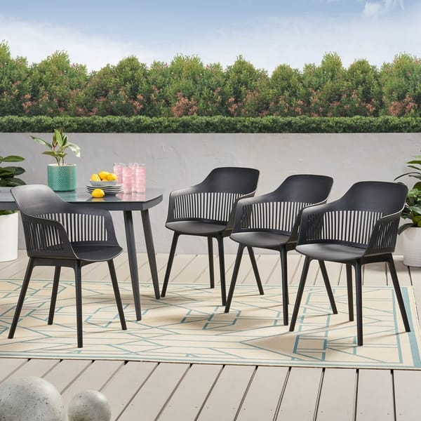 Dahlia Outdoor Modern Dining Chair (Set of 4) by Christopher Knight