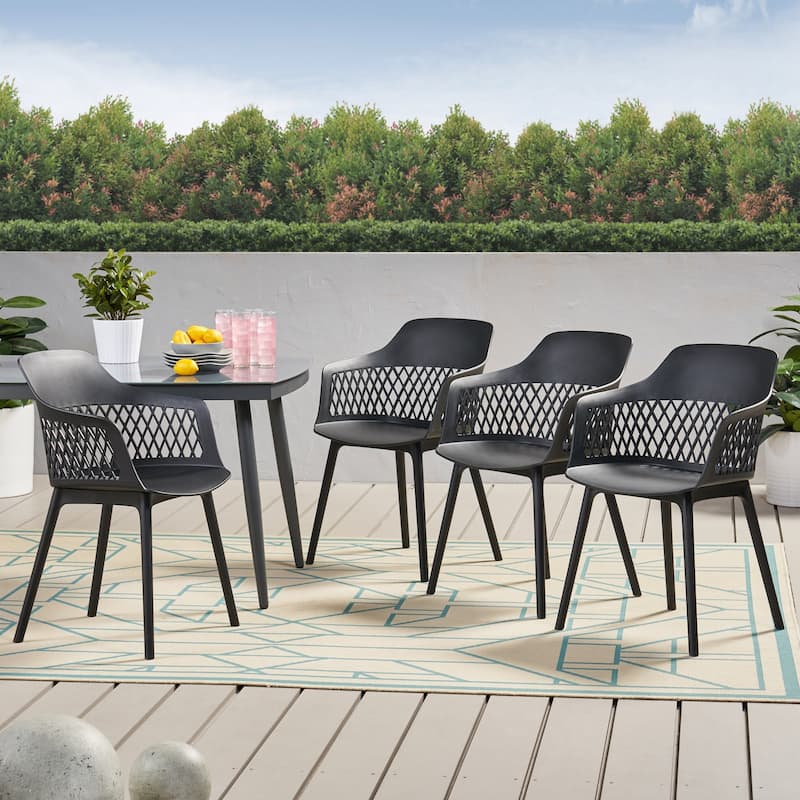 Azalea Outdoor Modern Dining Chair (Set of 4) by Christopher Knight Home - 23.00" W x 21.50" D x 33.00" H